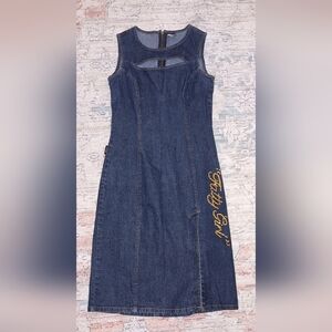 Vintage Fubu The Collection Denim Cut Out dress Size 7/8